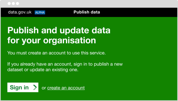 New landing page to publish and update data for organisations